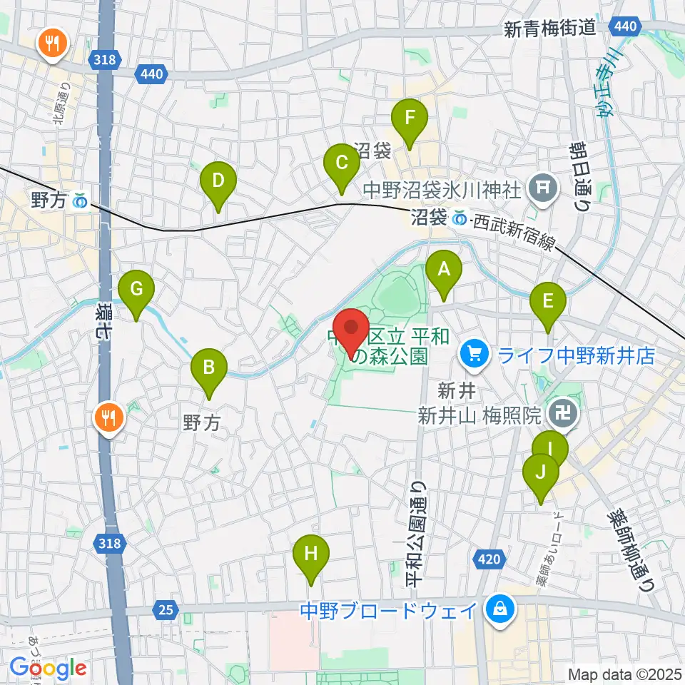 平和の森公園草地広場周辺のホテル一覧地図