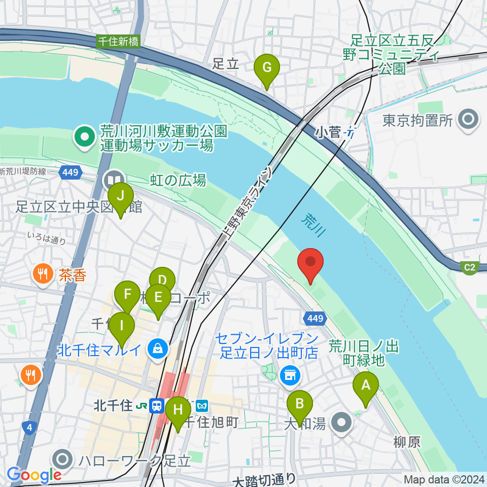 日の出町緑地野球場周辺のホテル一覧地図