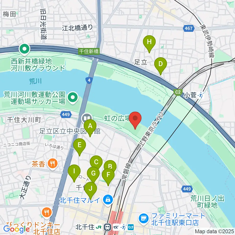 千住新橋野球場周辺のホテル一覧地図