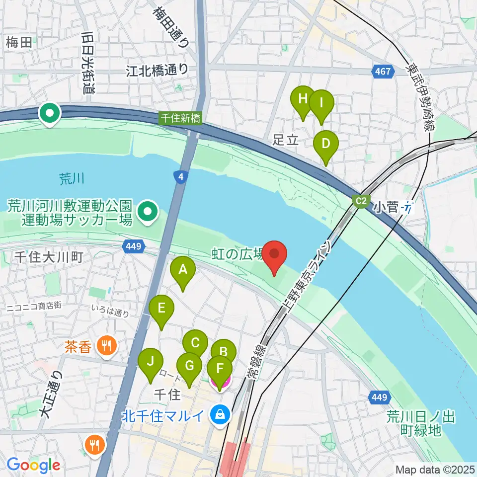 千住新橋野球場周辺のホテル一覧地図