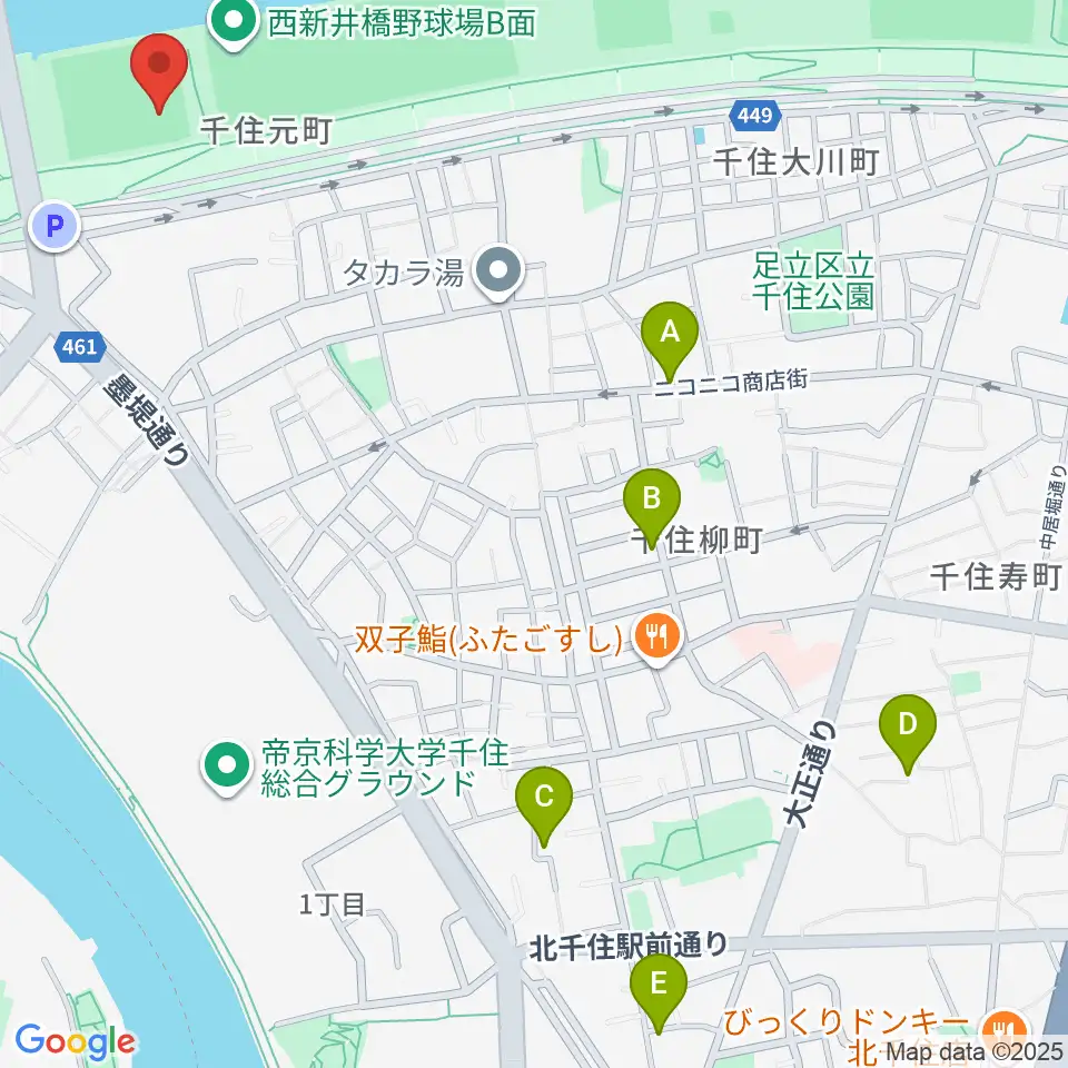 西新井橋野球場周辺のホテル一覧地図