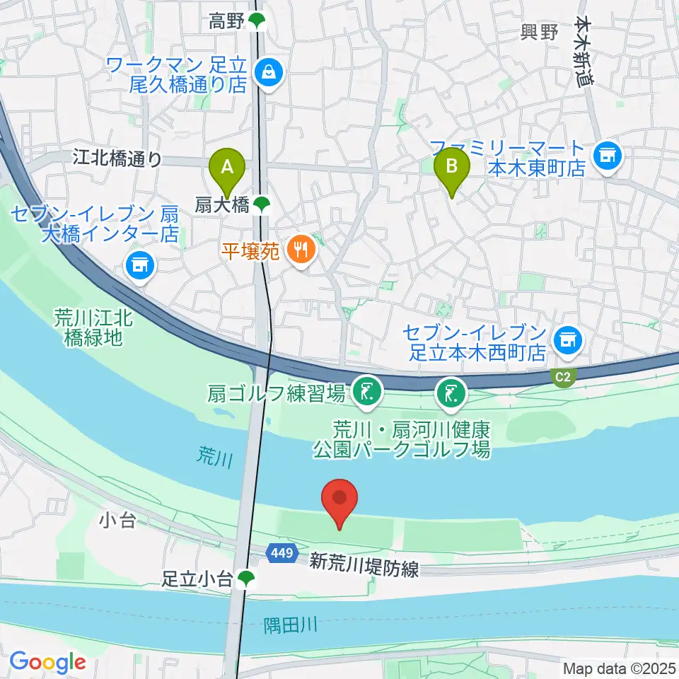 荒川区少年運動場野球場周辺のホテル一覧地図