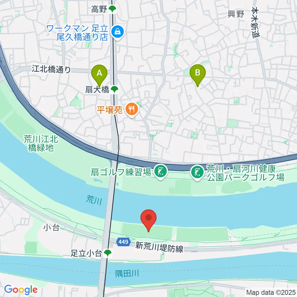 荒川区少年運動場野球場周辺のホテル一覧地図