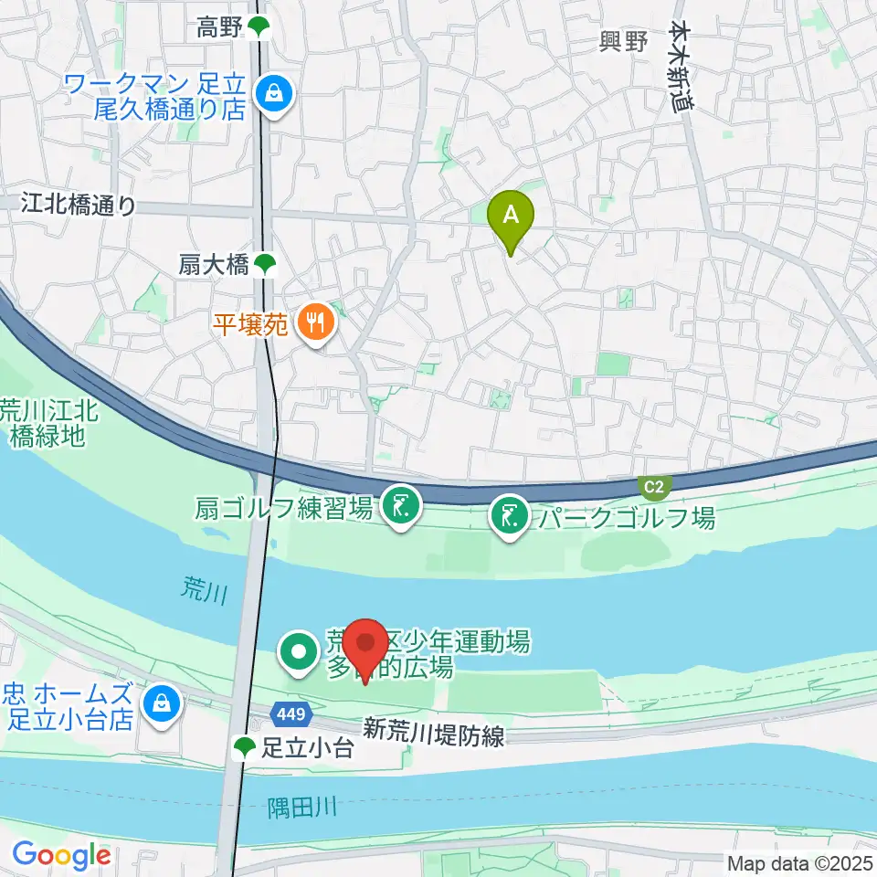 荒川区少年運動場野球場周辺のホテル一覧地図