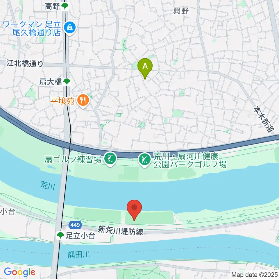 荒川区少年運動場サッカー場周辺のホテル一覧地図