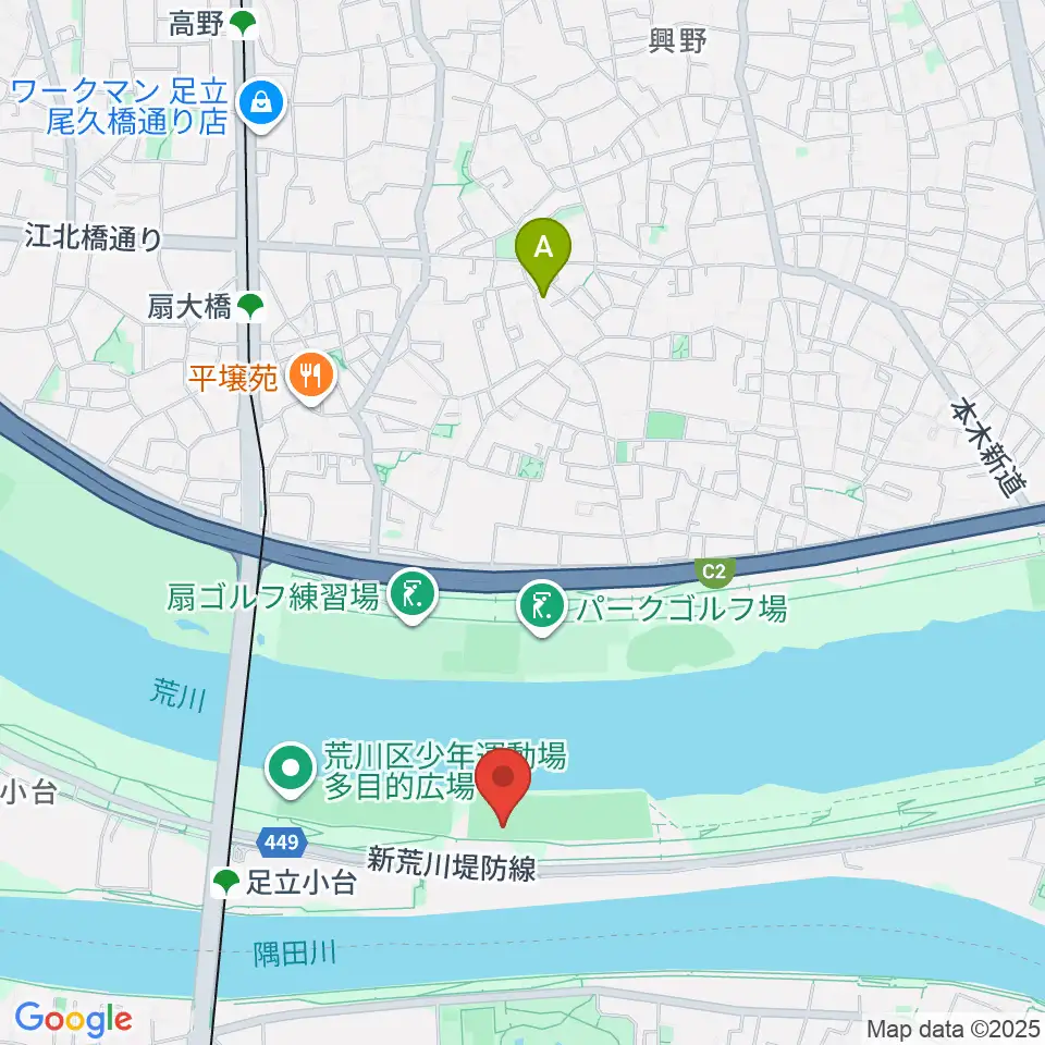 荒川区少年運動場サッカー場周辺のホテル一覧地図