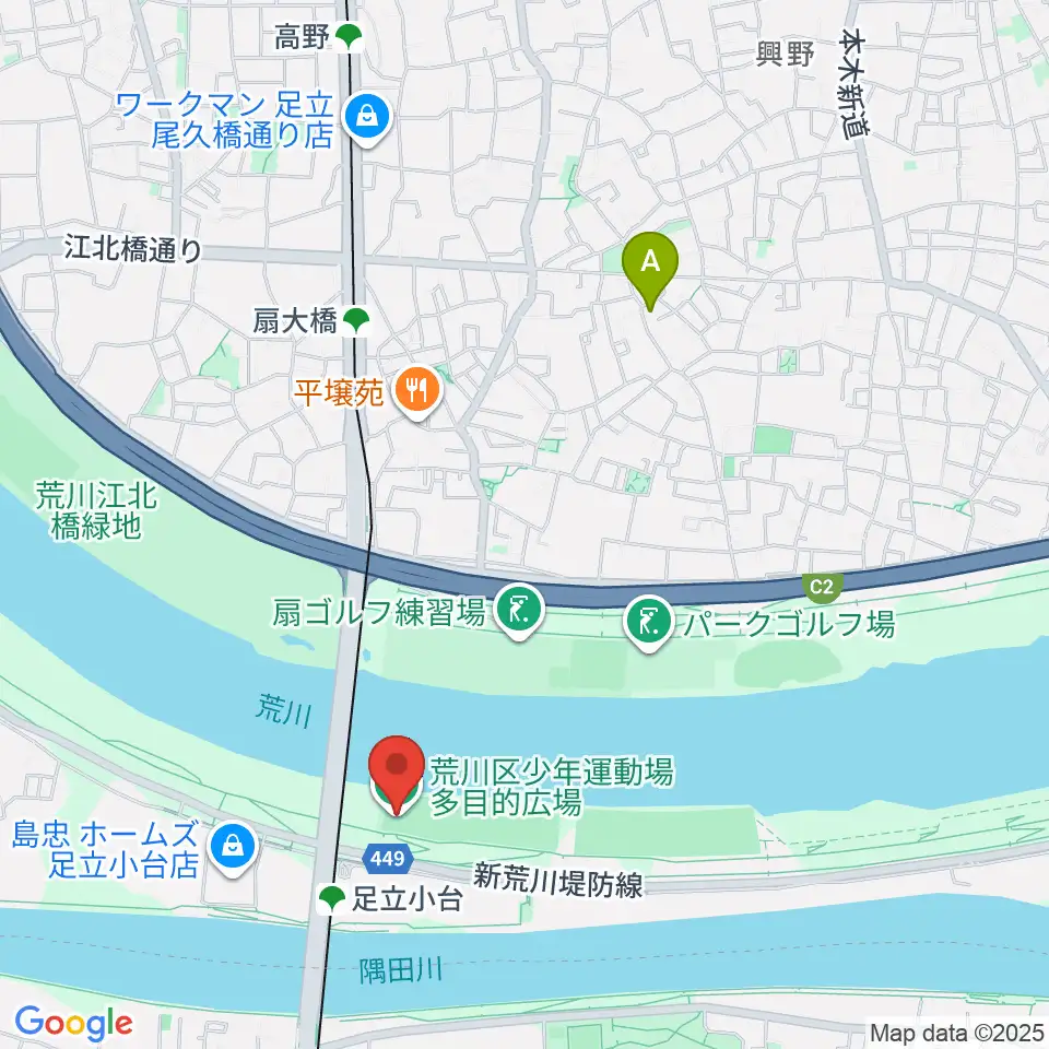 荒川区少年運動場多目的広場周辺のホテル一覧地図