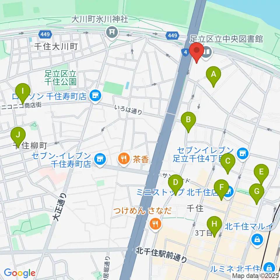 足立区生涯学習センター周辺のホテル一覧地図