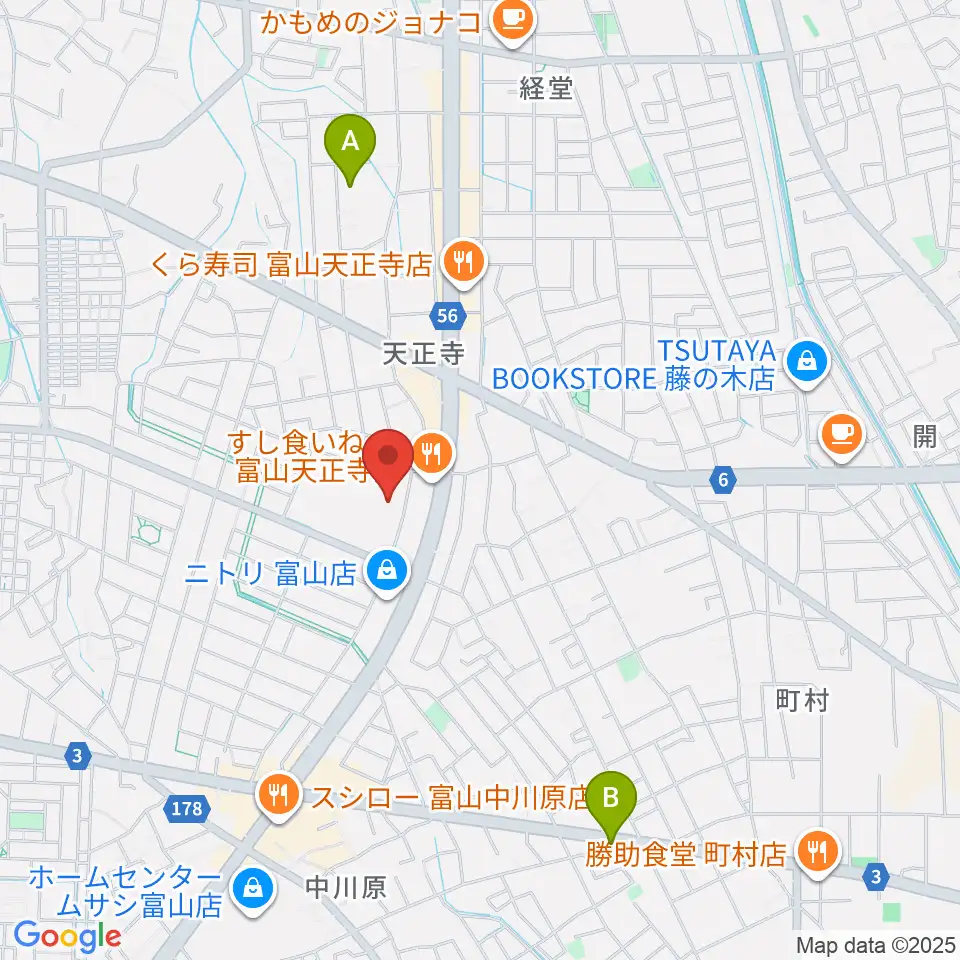 富山市2000年体育館周辺のホテル一覧地図