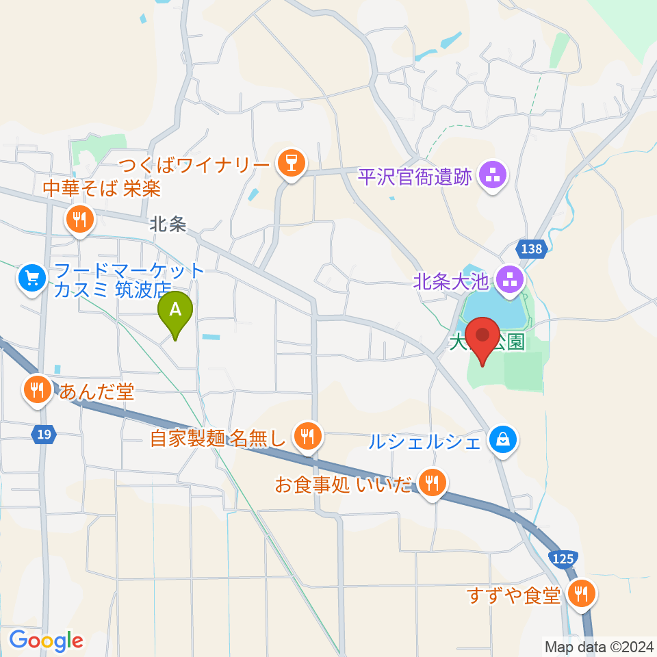 筑波総合体育館周辺のホテル一覧地図