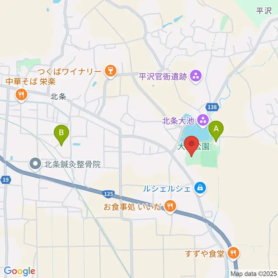筑波総合体育館周辺のホテル一覧地図