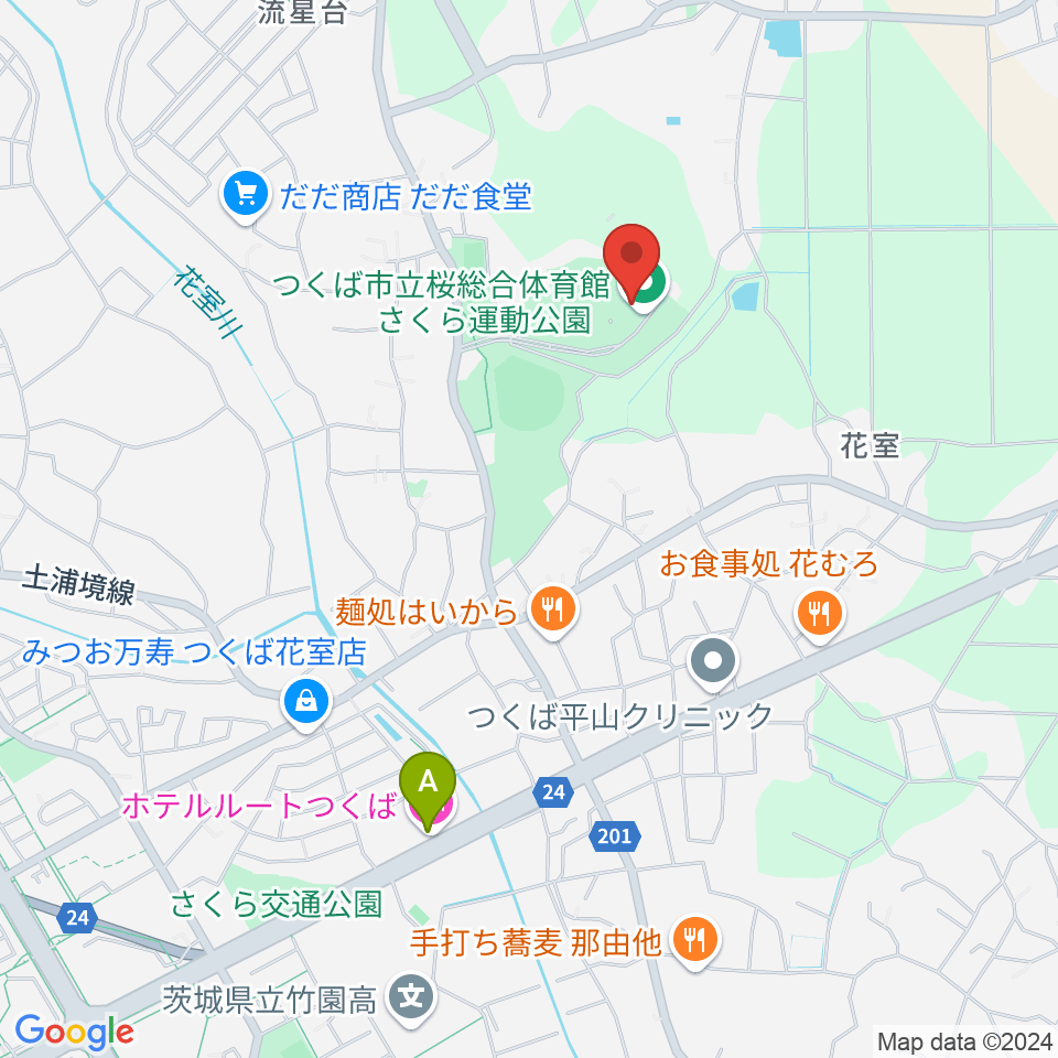 つくば市桜総合体育館周辺のホテル一覧地図