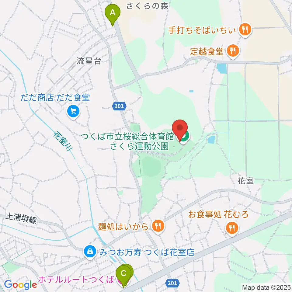 つくば市桜総合体育館周辺のホテル一覧地図