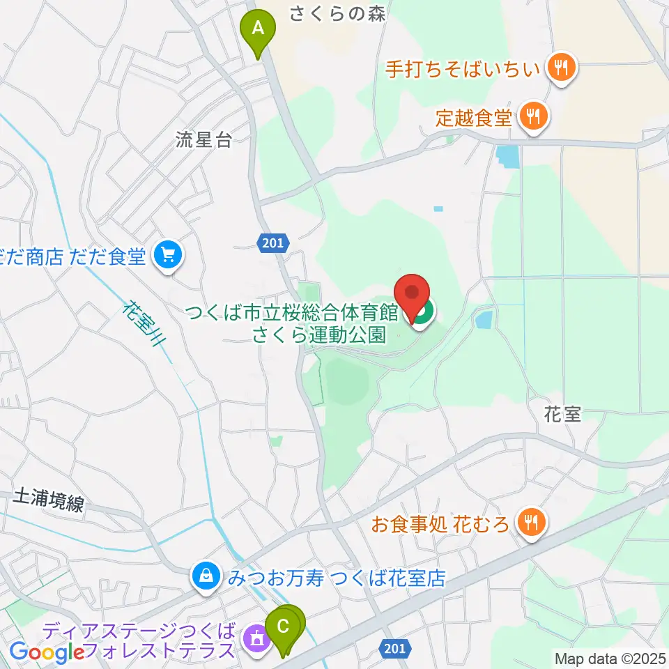 つくば市桜総合体育館周辺のホテル一覧地図