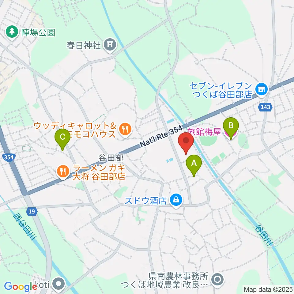 つくば市谷田部総合体育館周辺のホテル一覧地図