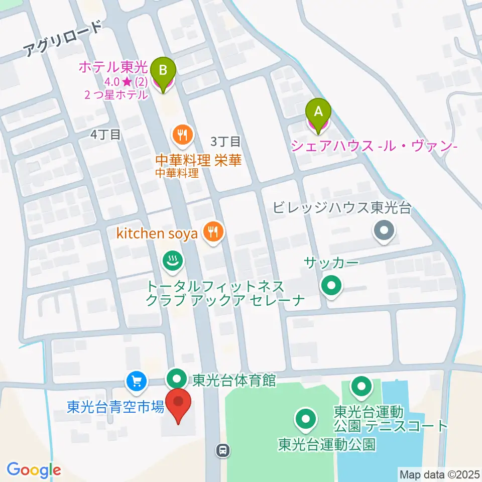 つくば市東光台体育館周辺のホテル一覧地図