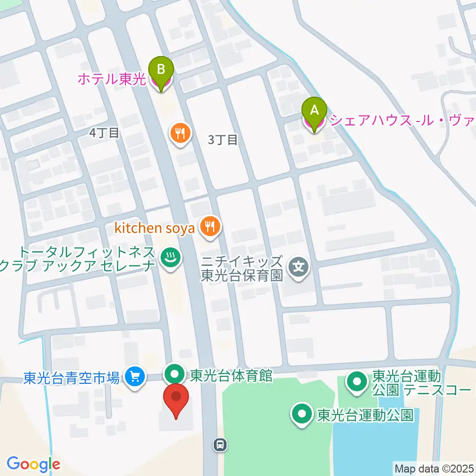つくば市東光台体育館周辺のホテル一覧地図