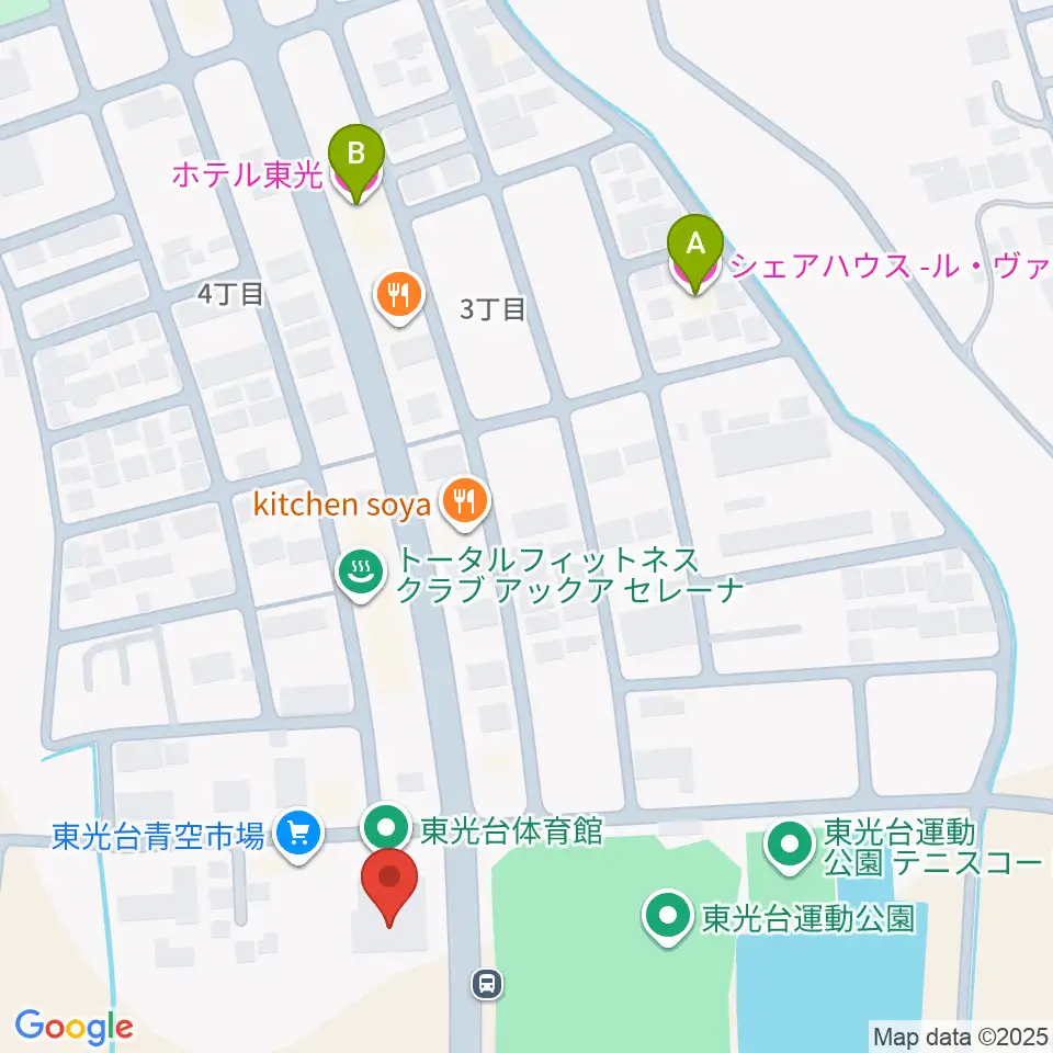 つくば市東光台体育館周辺のホテル一覧地図