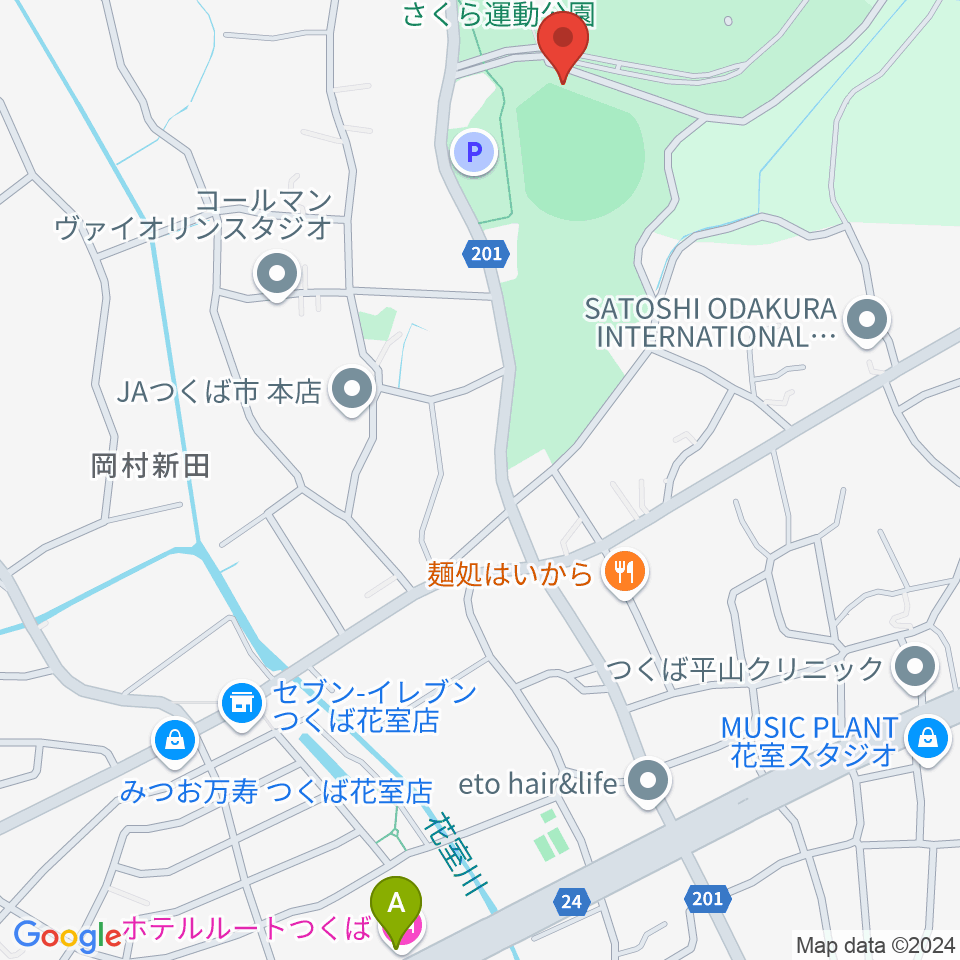 さくら運動公園野球場周辺のホテル一覧地図