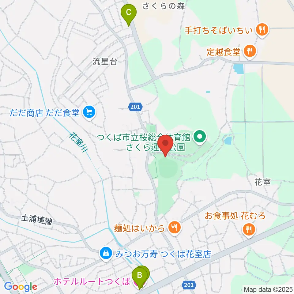 さくら運動公園野球場周辺のホテル一覧地図