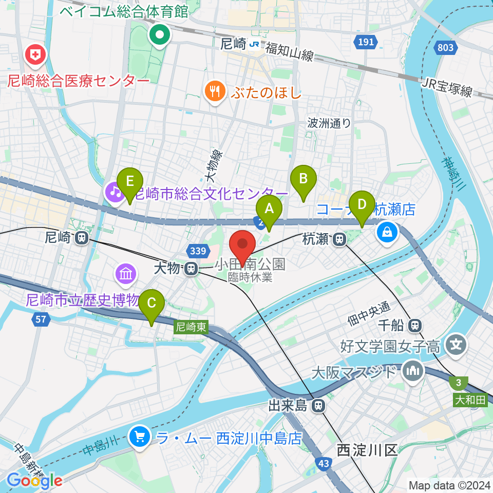 小田南公園野球場周辺のホテル一覧地図