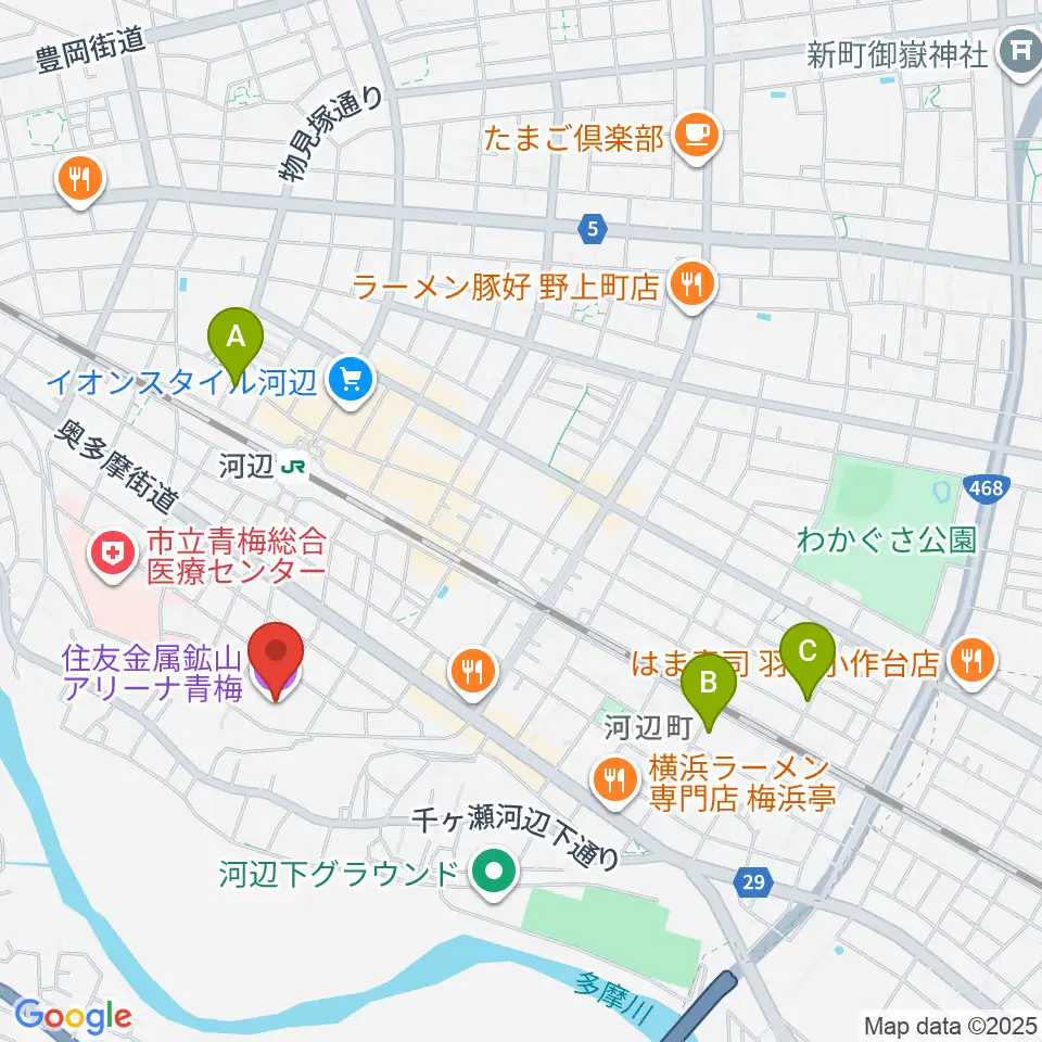 住友金属鉱山アリーナ青梅周辺のホテル一覧地図
