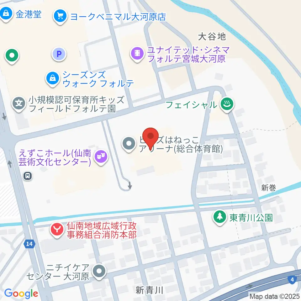 ヒルズはねっこアリーナ周辺のホテル一覧地図