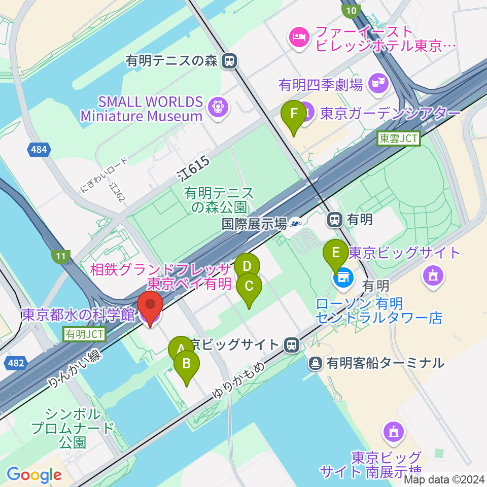 東京都水の科学館周辺のホテル一覧地図