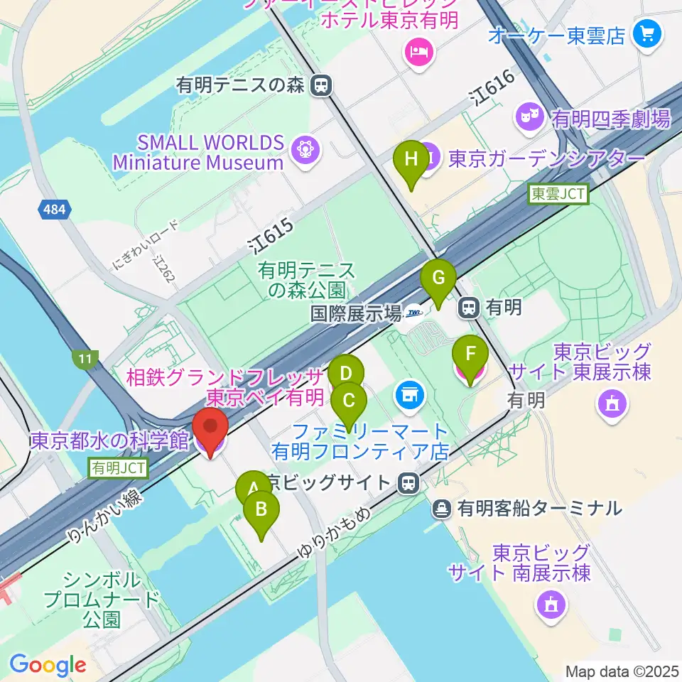 東京都水の科学館周辺のホテル一覧地図