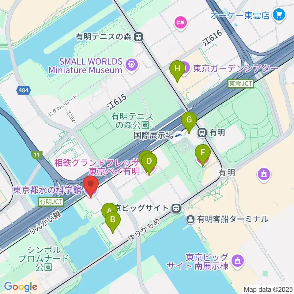 東京都水の科学館周辺のホテル一覧地図