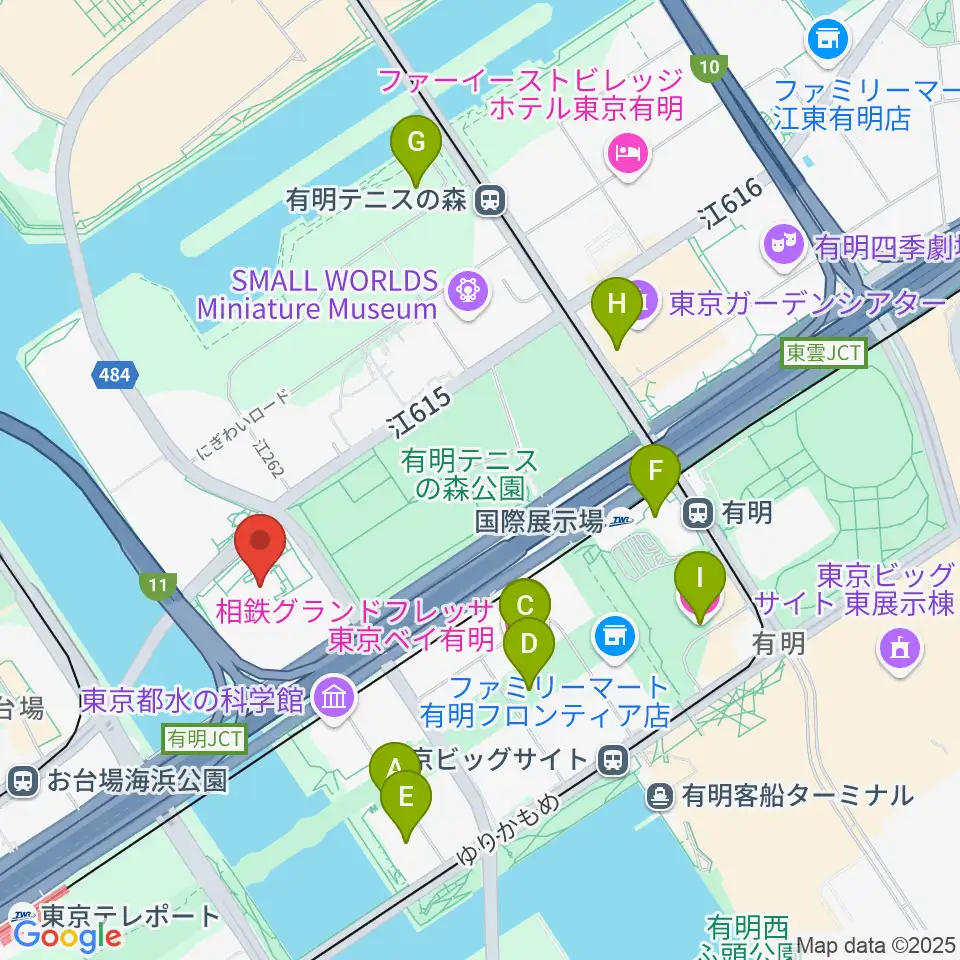 有明スポーツセンター周辺のホテル一覧地図