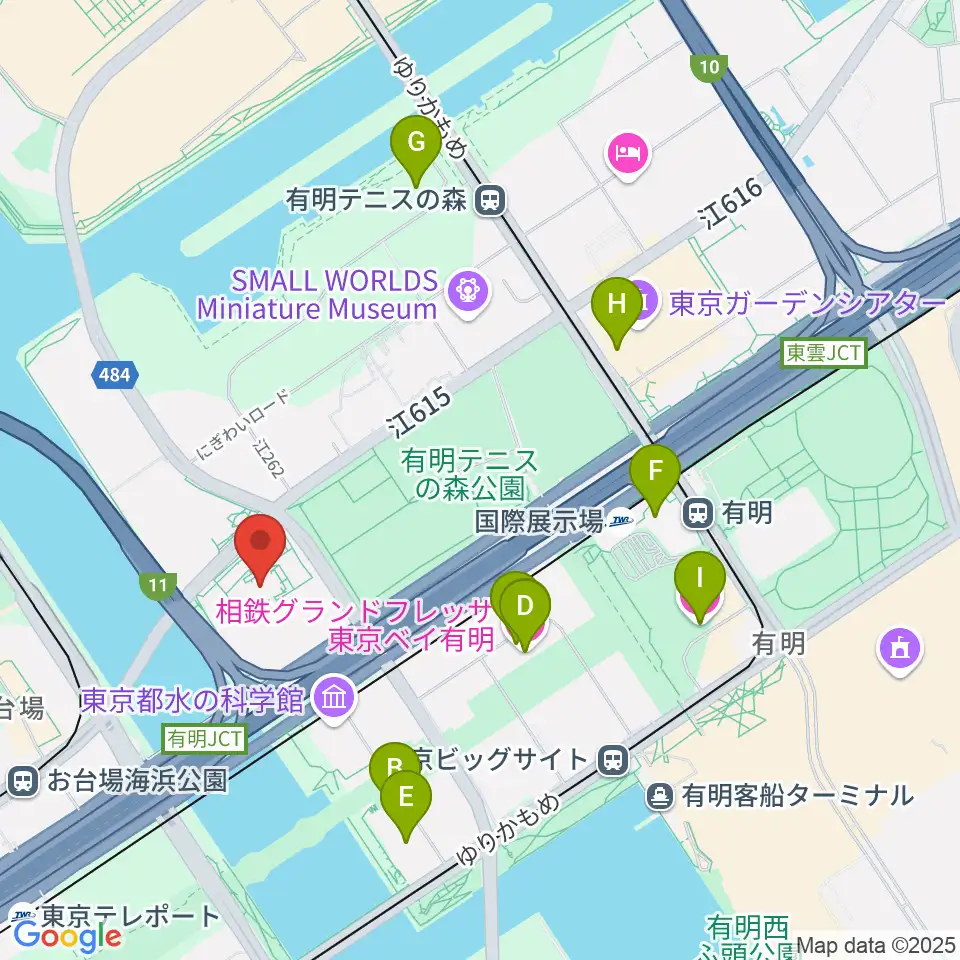 有明スポーツセンター周辺のホテル一覧地図