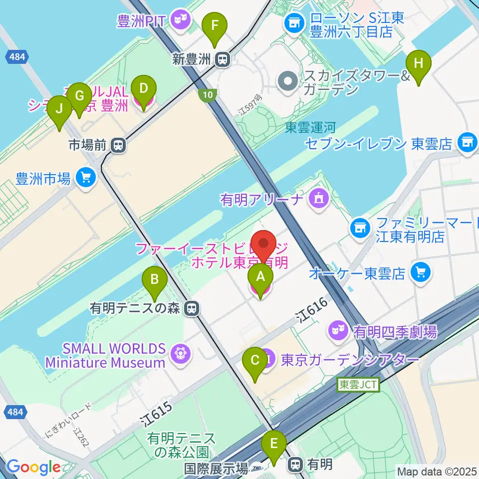 有明GYM-EX周辺のホテル一覧地図
