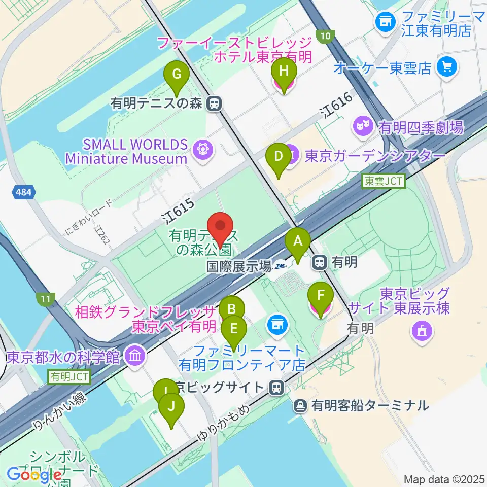 有明テニスの森公園ショーコート周辺のホテル一覧地図