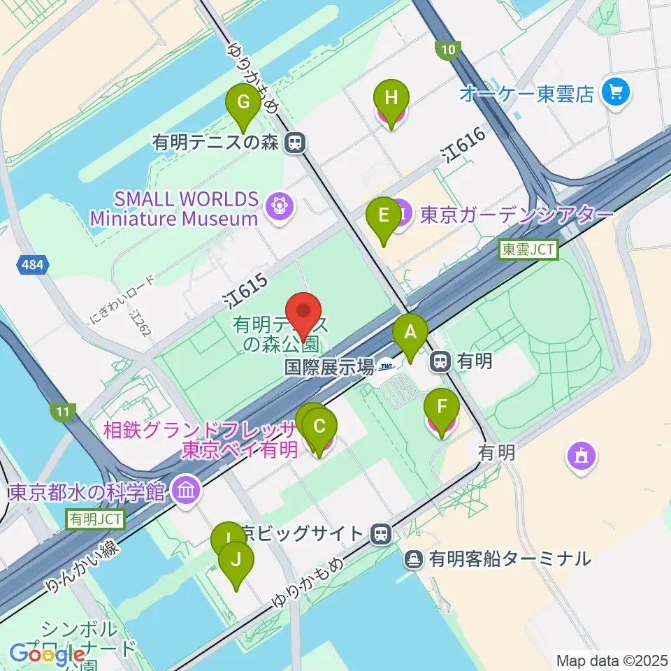 有明テニスの森公園ショーコート周辺のホテル一覧地図