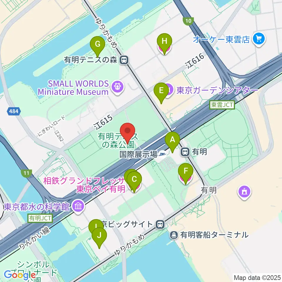 有明テニスの森公園ショーコート周辺のホテル一覧地図