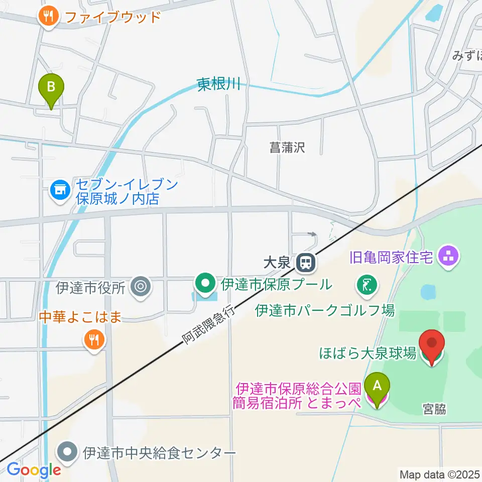 エフコム大泉球場周辺のホテル一覧地図