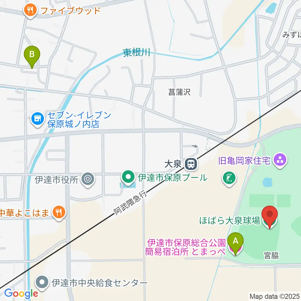 エフコム大泉球場周辺のホテル一覧地図