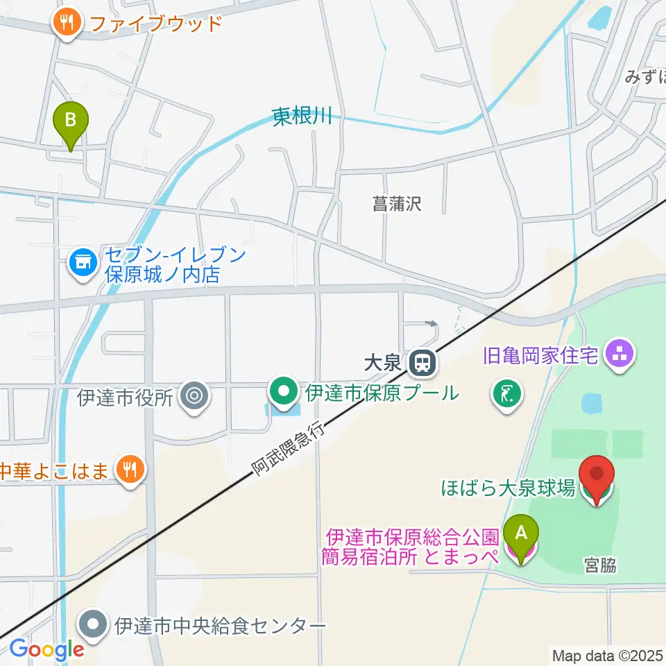 エフコム大泉球場周辺のホテル一覧地図
