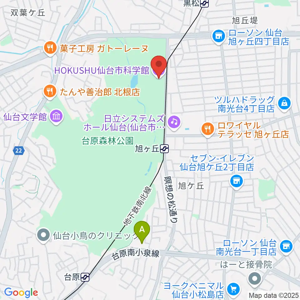 HOKUSHU仙台市科学館周辺のホテル一覧地図
