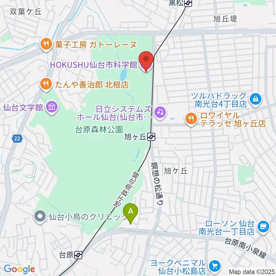 HOKUSHU仙台市科学館周辺のホテル一覧地図