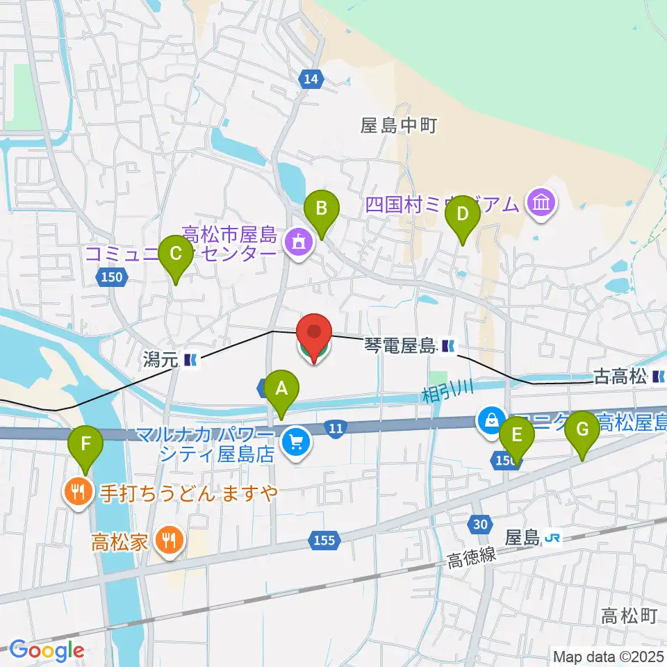 屋島レクザムフィールド周辺のホテル一覧地図
