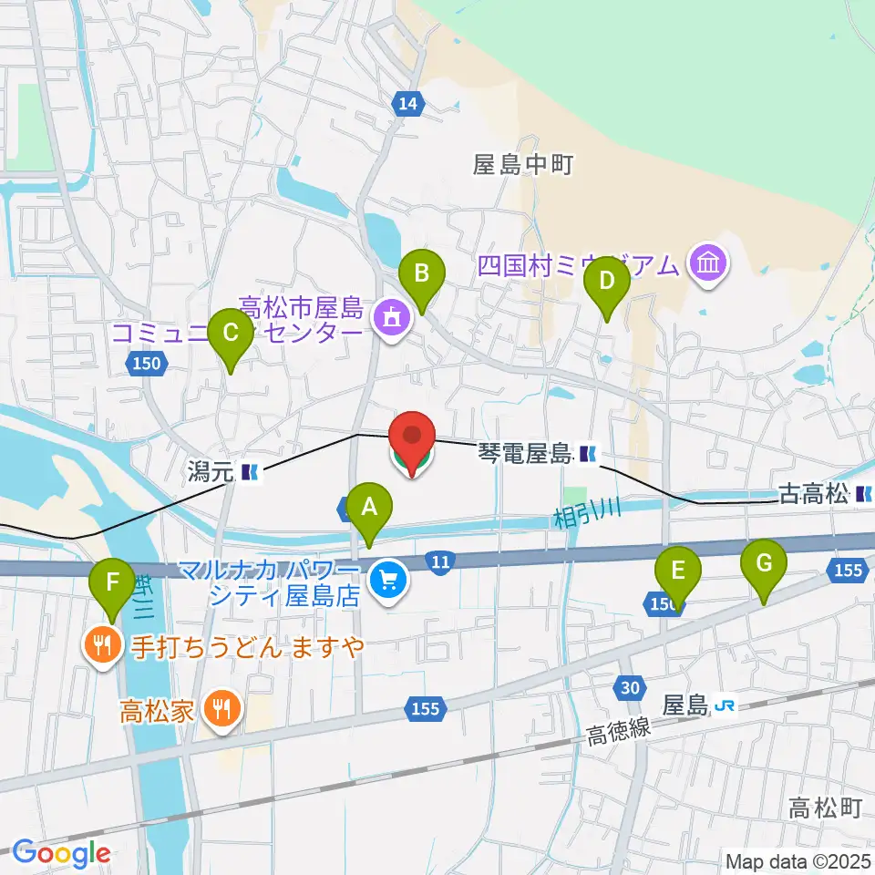 屋島レクザムフィールド周辺のホテル一覧地図