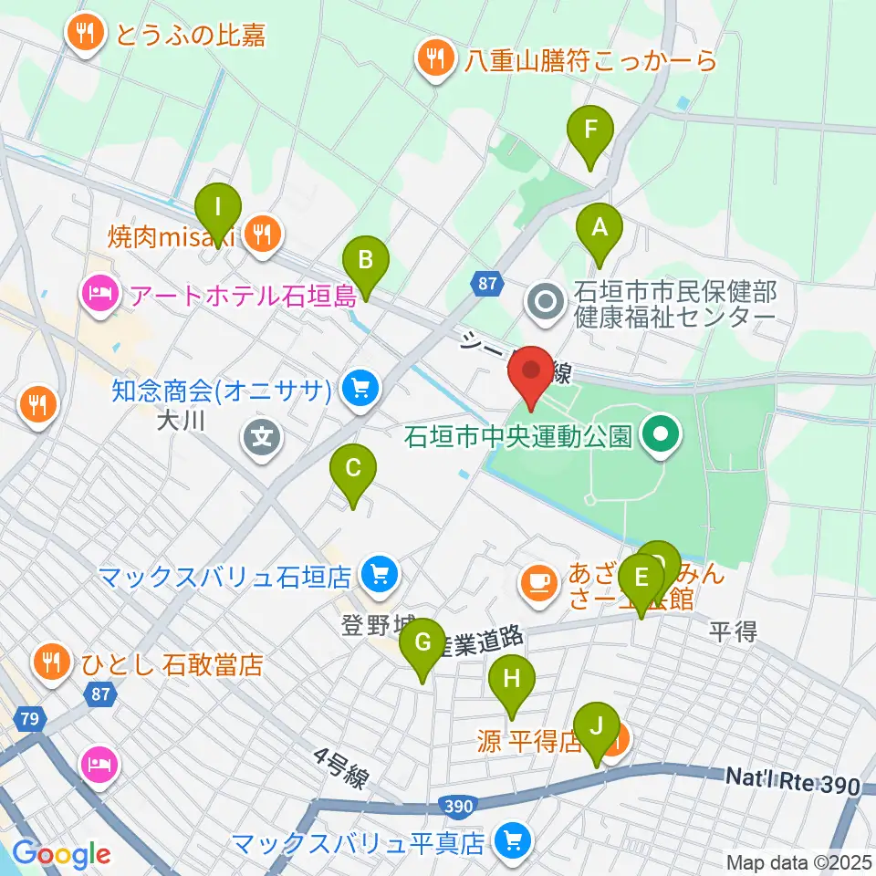 ロートスタジアム石垣周辺のホテル一覧地図