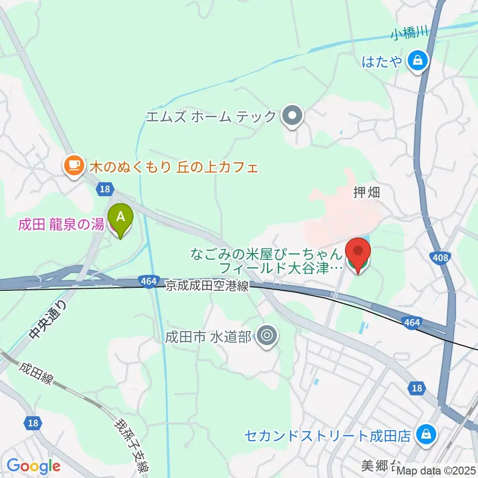 なごみの米屋ぴーちゃんフィールド大谷津 野球場周辺のホテル一覧地図
