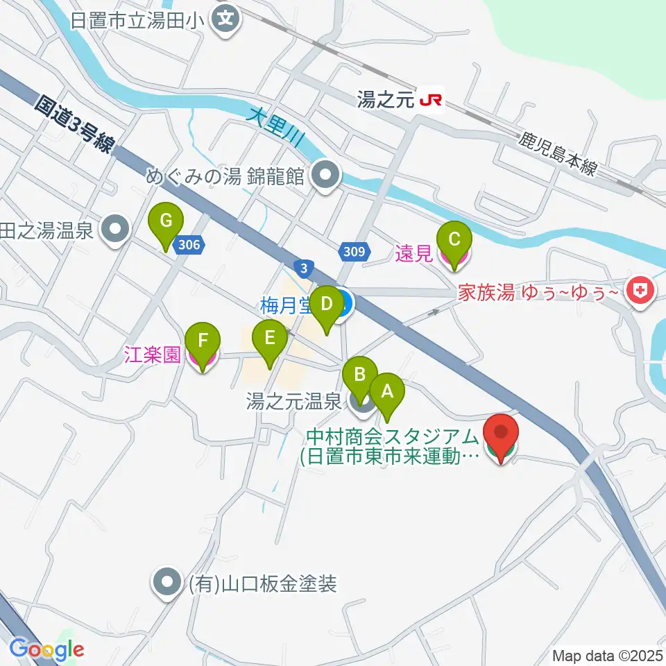 中村商会スタジアム周辺のホテル一覧地図