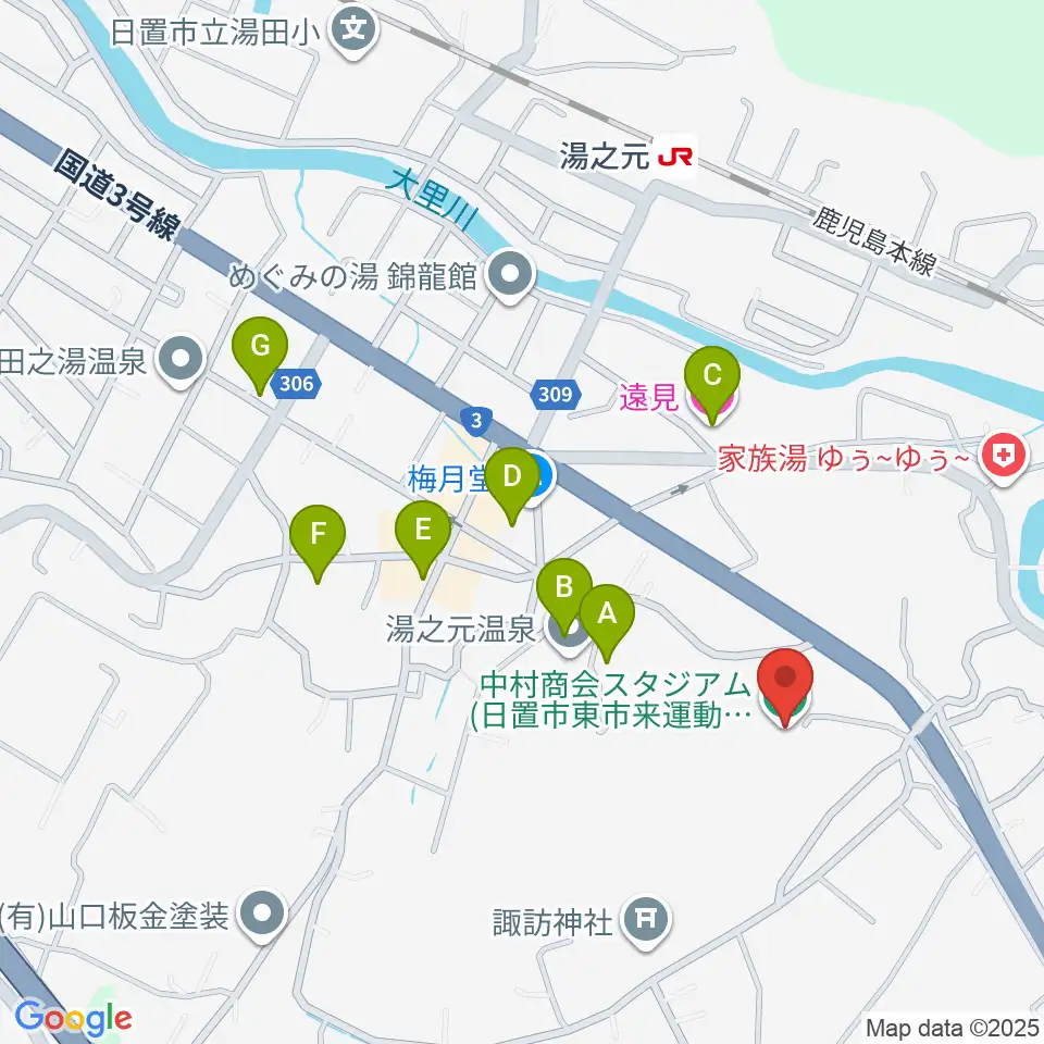 中村商会スタジアム周辺のホテル一覧地図