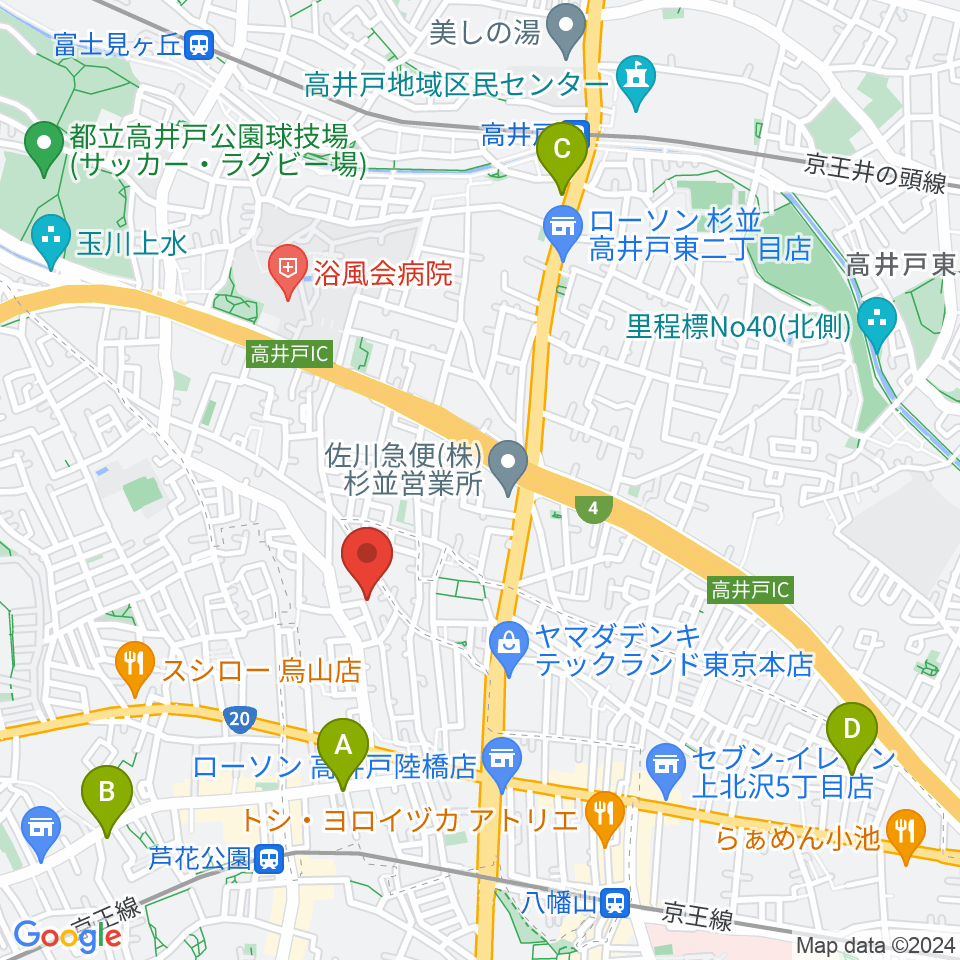 スタジオフォレスタ周辺のホテル一覧地図