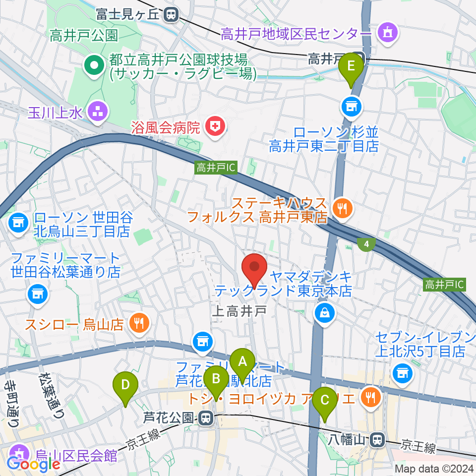 スタジオフォレスタ周辺のホテル一覧地図