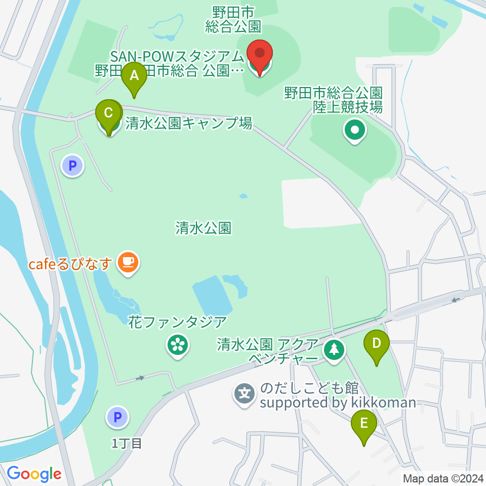 SAN-POWスタジアム野田周辺のホテル一覧地図